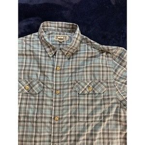 Duluth Trading Co Men’s Button Up Shirt BluePlaid Relaxed Fit Size XL Extra Larg